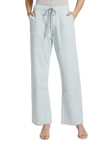 Re/done Women's Beach Cotton Drawstring Pants - Light Blue | Thumbnail 3