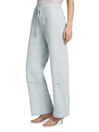Re/done Women's Beach Cotton Drawstring Pants - Light Blue | Thumbnail 4