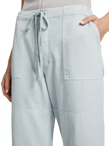 Re/done Women's Beach Cotton Drawstring Pants - Light Blue | Thumbnail 6