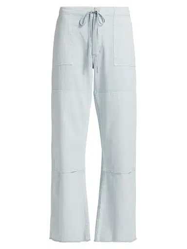 Re/done Women's Beach Cotton Drawstring Pants - Light Blue | Thumbnail 1