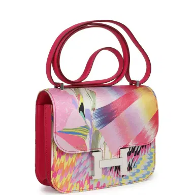 HERMÈS Pre-owned Hermes Constance 18 "Marble Silk" Rose Mexico Swift Palladium Hardware | Thumbnail 2