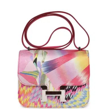 HERMÈS Pre-owned Hermes Constance 18 "Marble Silk" Rose Mexico Swift Palladium Hardware | Thumbnail 1