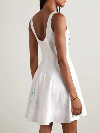 Staud Wells Pleated Embellished Cotton-blend Poplin Mini Dress | Thumbnail 3 Staud Wells Pleated Embellished Cotton-blend Poplin Mini Dress | Thumbnail 3