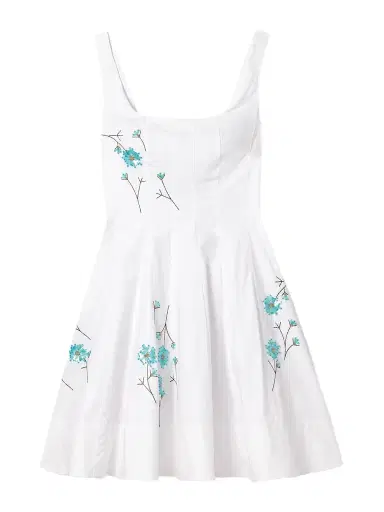 Staud Wells Pleated Embellished Cotton-blend Poplin Mini Dress | Thumbnail 1 Staud Wells Pleated Embellished Cotton-blend Poplin Mini Dress | Thumbnail 1