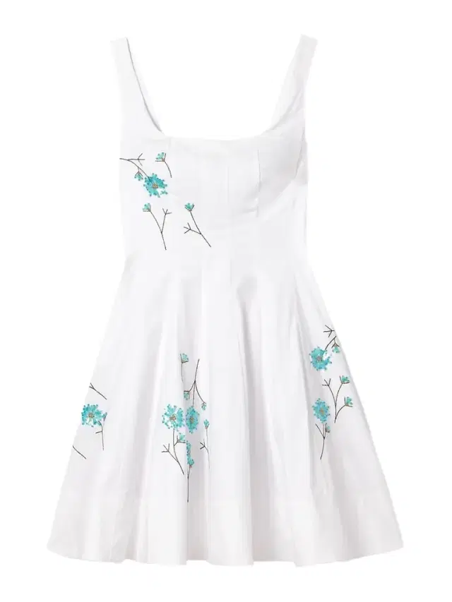 Wells Pleated Embellished Cotton-blend Poplin Mini Dress