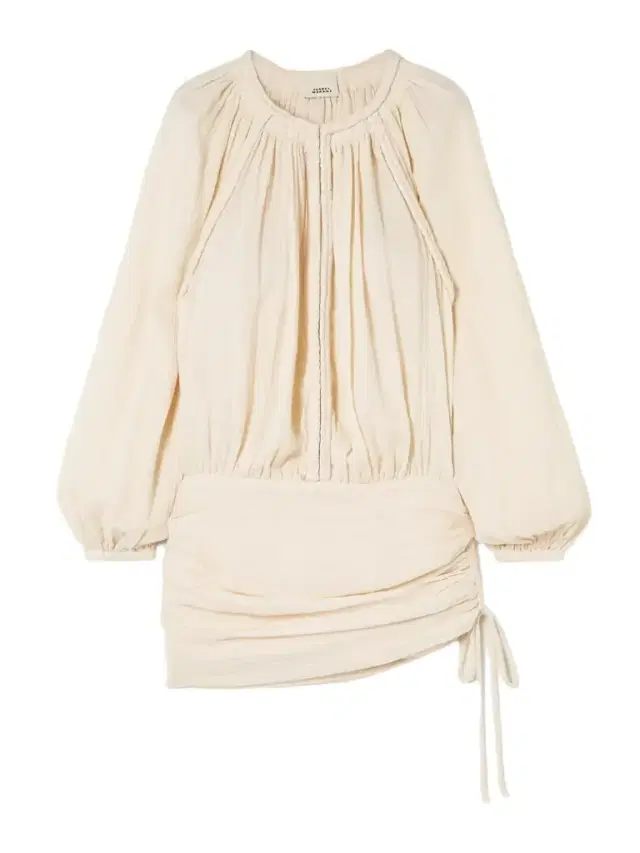 Jaoni Gathered Ruched Braided Cotton-gauze Mini Dress