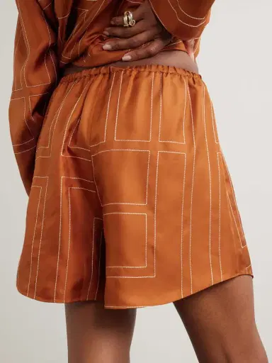 TOTEME Embroidered Silk-twill Shorts | Thumbnail 3