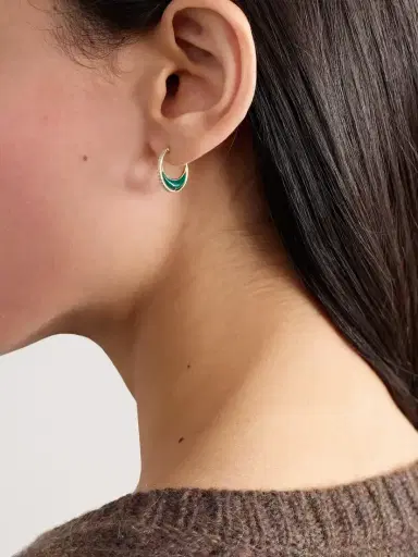 L’Atelier Nawbar Bloop Moon 18-karat Gold, Diamond And Malachite Hoop Earrings | Thumbnail 2 L’Atelier Nawbar Bloop Moon 18-karat Gold, Diamond And Malachite Hoop Earrings | Thumbnail 2