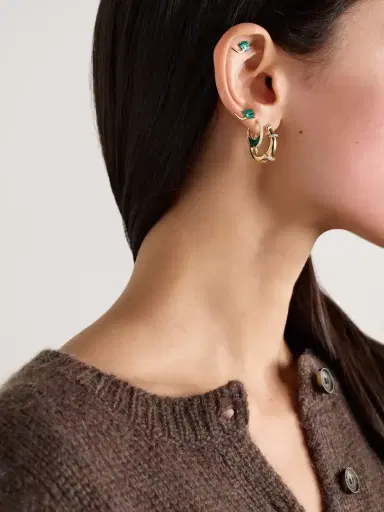 L’Atelier Nawbar Bloop Moon 18-karat Gold, Diamond And Malachite Hoop Earrings | Thumbnail 4 L’Atelier Nawbar Bloop Moon 18-karat Gold, Diamond And Malachite Hoop Earrings | Thumbnail 4