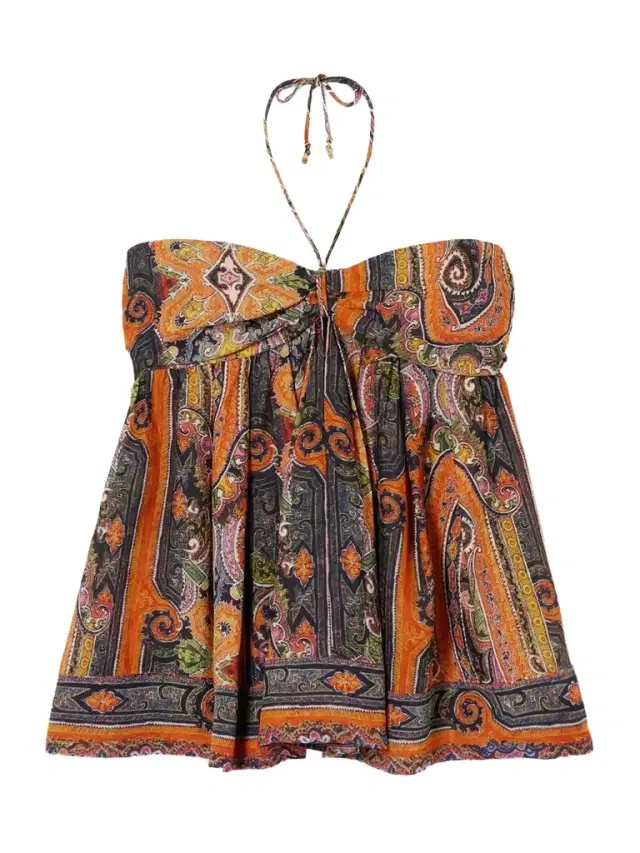 Yickia Tiered Printed Silk-voile Halterneck Top