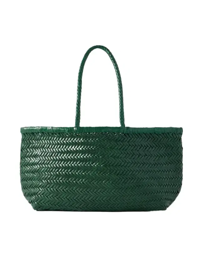 Bamboo Triple Jump Big Woven Leather Tote