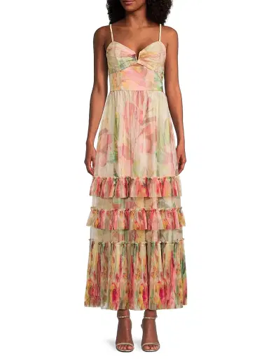 Hutch Women's Elliott Ruffled Printed Tulle Sweetheart Gown | Thumbnail 3 Hutch Women's Elliott Ruffled Printed Tulle Sweetheart Gown | Thumbnail 3