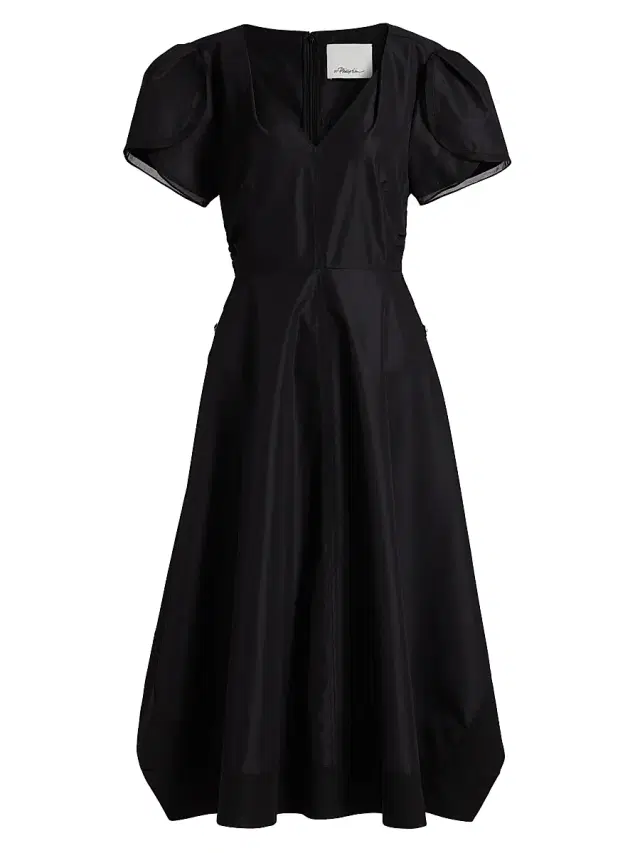 3.1 Phillip Lim Women's Soft Tulip Sleeve V-Neck Midi-Dress