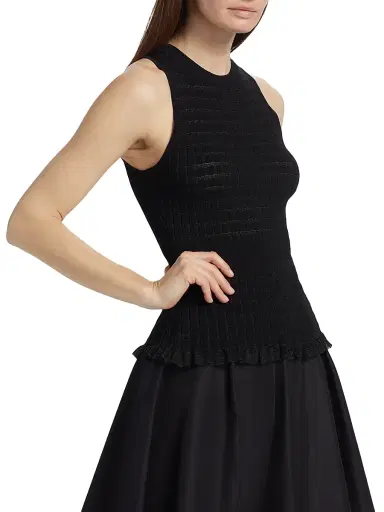 3.1 Phillip Lim Women's Textured Knit Tank Top - Black - Size Large | Thumbnail 4