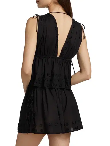 Ulla Johnson Women's Anya Plunging V-Neck Cotton Cover-Up Top - Noir | Thumbnail 4