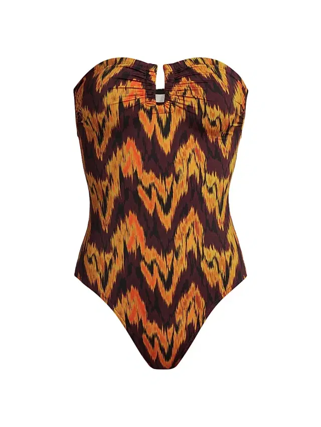 Ulla Johnson Women's Monterey Printed Strapless One-Piece Swimsuit - Terra