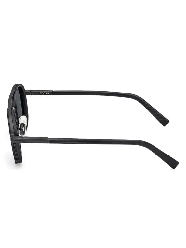 Zegna Men's 51MM Geometric Sunglasses - Shiny Black Smoke | Thumbnail 3