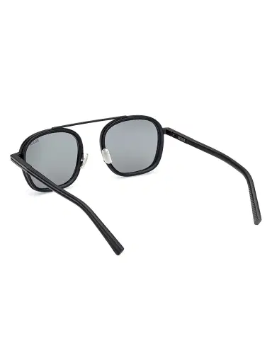 Zegna Men's 51MM Geometric Sunglasses - Shiny Black Smoke | Thumbnail 4