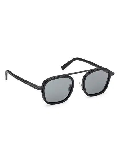 Zegna Men's 51MM Geometric Sunglasses - Shiny Black Smoke | Thumbnail 8