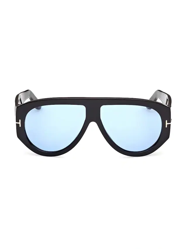 TOM FORD Men's Bronson 60MM Pilot Sunglasses - Black Blue