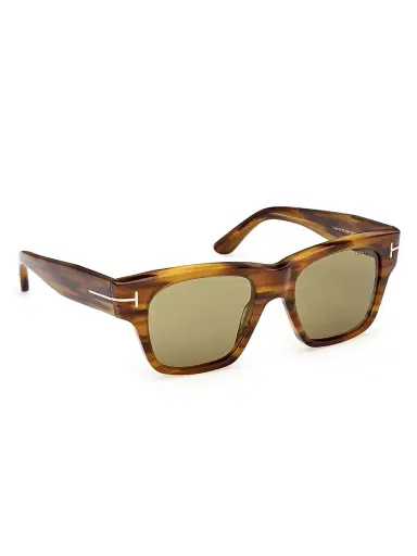 Tom Ford Men's Caine 53MM Square Sunglasses - Stripe Brown Army Green | Thumbnail 8 Tom Ford Men's Caine 53MM Square Sunglasses - Stripe Brown Army Green | Thumbnail 8