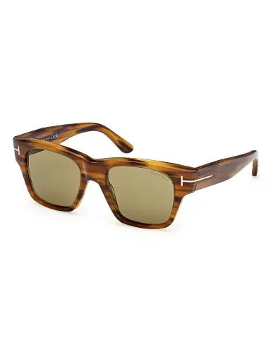 Tom Ford Men's Caine 53MM Square Sunglasses - Stripe Brown Army Green | Thumbnail 1 Tom Ford Men's Caine 53MM Square Sunglasses - Stripe Brown Army Green | Thumbnail 1