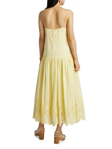 HUNTER BELL Women's Martin Eyelet Cotton Maxi Dress - Butter Yellow - Size Small | Thumbnail 5