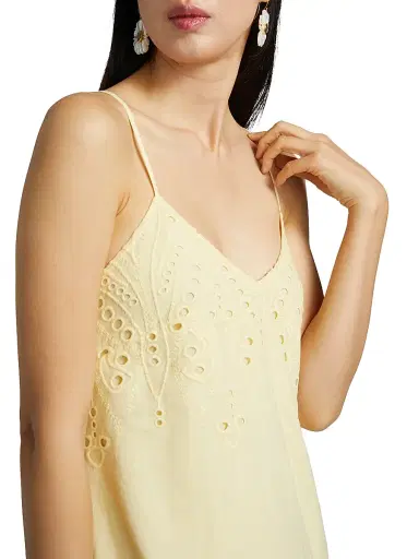 HUNTER BELL Women's Martin Eyelet Cotton Maxi Dress - Butter Yellow - Size Small | Thumbnail 6