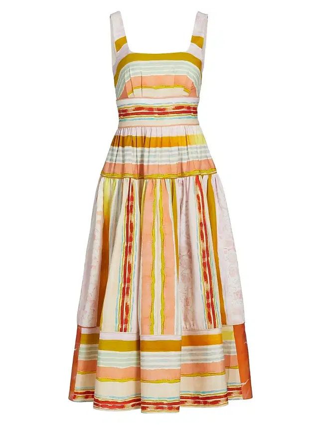 Hunter Bell Women's Mara Striped Cotton Midi-Dress - Abstract Stripe