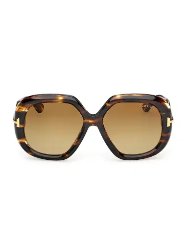 Tom Ford Women's Icon 56MM Geometric Sunglasses - Brown Striped Honey | Thumbnail 2 Tom Ford Women's Icon 56MM Geometric Sunglasses - Brown Striped Honey | Thumbnail 2