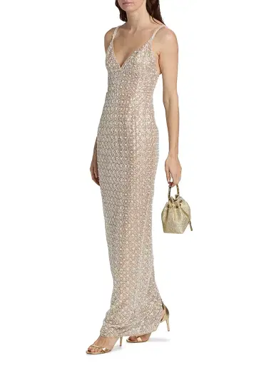 Bronx Banco Women's Allegra Sequin V-Neck Sleeveless Gown - Silver | Thumbnail 2 Bronx Banco Women's Allegra Sequin V-Neck Sleeveless Gown - Silver | Thumbnail 2