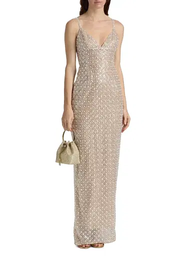Bronx Banco Women's Allegra Sequin V-Neck Sleeveless Gown - Silver | Thumbnail 3 Bronx Banco Women's Allegra Sequin V-Neck Sleeveless Gown - Silver | Thumbnail 3