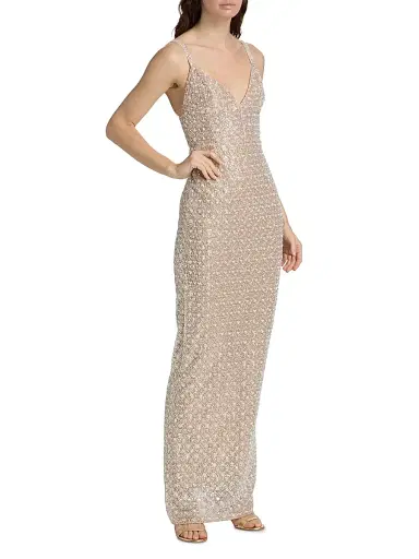 Bronx Banco Women's Allegra Sequin V-Neck Sleeveless Gown - Silver | Thumbnail 4 Bronx Banco Women's Allegra Sequin V-Neck Sleeveless Gown - Silver | Thumbnail 4