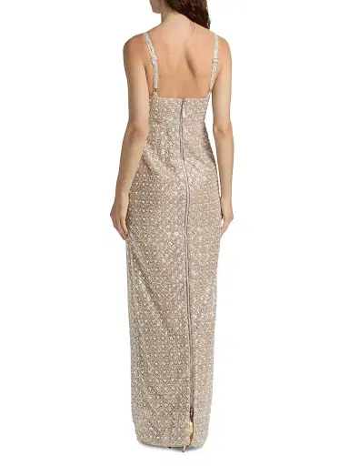 Bronx Banco Women's Allegra Sequin V-Neck Sleeveless Gown - Silver | Thumbnail 5 Bronx Banco Women's Allegra Sequin V-Neck Sleeveless Gown - Silver | Thumbnail 5