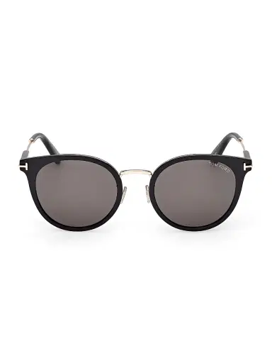 Tom Ford Women's 54MM Round Sunglasses - Shiny Black Rose Gold Smoke | Thumbnail 2