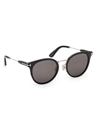 Tom Ford Women's 54MM Round Sunglasses - Shiny Black Rose Gold Smoke | Thumbnail 8