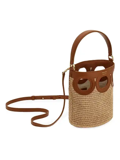 Ferragamo Women's Mini Raffia Bucket Bag - Naturale Resort | Thumbnail 4 Ferragamo Women's Mini Raffia Bucket Bag - Naturale Resort | Thumbnail 4