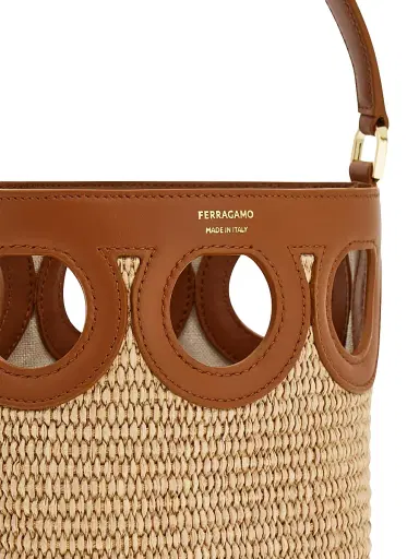 Ferragamo Women's Mini Raffia Bucket Bag - Naturale Resort | Thumbnail 7 Ferragamo Women's Mini Raffia Bucket Bag - Naturale Resort | Thumbnail 7