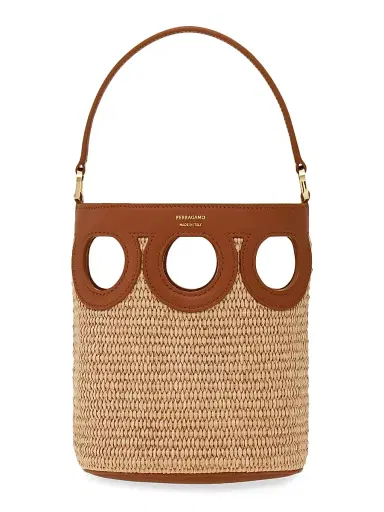 Ferragamo Women's Mini Raffia Bucket Bag - Naturale Resort | Thumbnail 1 Ferragamo Women's Mini Raffia Bucket Bag - Naturale Resort | Thumbnail 1