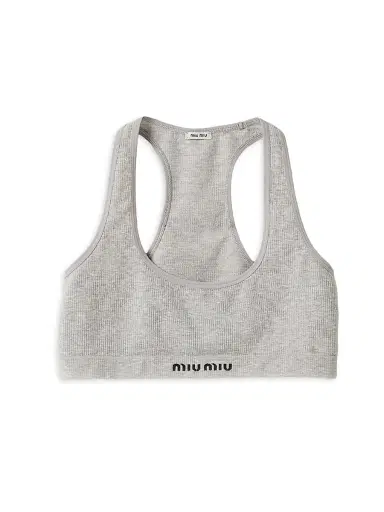 Miu Miu Women's Seamless Mélange Racerback Crop Top - Grey | Thumbnail 1