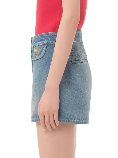 Valentino Garavani Women's Denim Shorts - Blue - Size 0 | Thumbnail 4 Valentino Garavani Women's Denim Shorts - Blue - Size 0 | Thumbnail 4