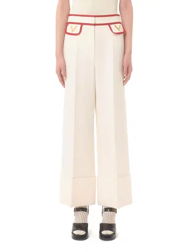 Valentino Garavani Women's Crepe Couture Pants - Ivory Red - Size 6 | Thumbnail 2