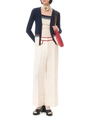 Valentino Garavani Women's Crepe Couture Pants - Ivory Red - Size 6 | Thumbnail 6