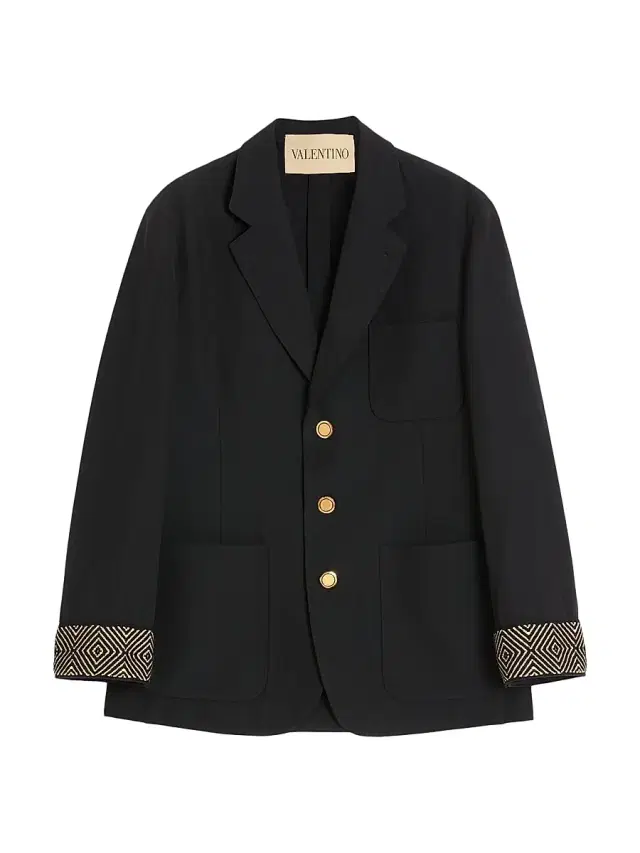 Men's Single-Breasted Wool and Cotton Jacket - Navy