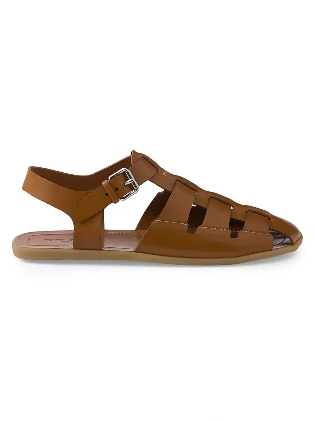Men's Leather Fisherman Sandals - Brown
