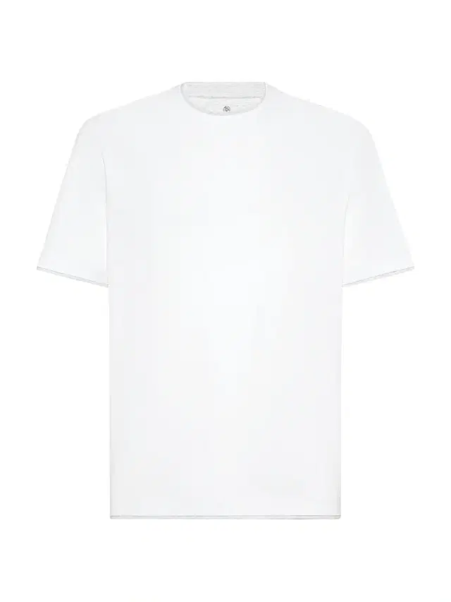 Men's Cotton Jersey Crew Neck T-Shirt with Faux Layering - White