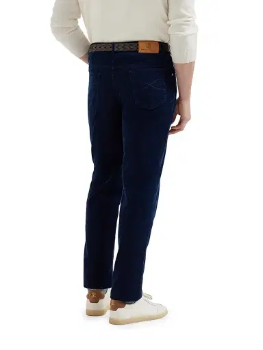 Brunello Cucinelli Men's Garment Dyed Five Pocket Italian Fit Trousers - Navy Blue | Thumbnail 3 Brunello Cucinelli Men's Garment Dyed Five Pocket Italian Fit Trousers - Navy Blue | Thumbnail 3