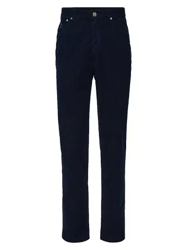 Brunello Cucinelli Men's Garment Dyed Five Pocket Italian Fit Trousers - Navy Blue | Thumbnail 1 Brunello Cucinelli Men's Garment Dyed Five Pocket Italian Fit Trousers - Navy Blue | Thumbnail 1