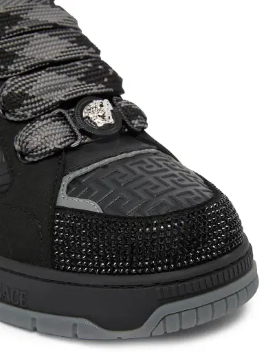 Versace Men's Leather Low-Top Sneakers - Black Palladium - Size 12 | Thumbnail 5