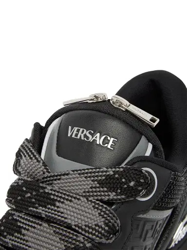 Versace Men's Leather Low-Top Sneakers - Black Palladium - Size 12 | Thumbnail 6